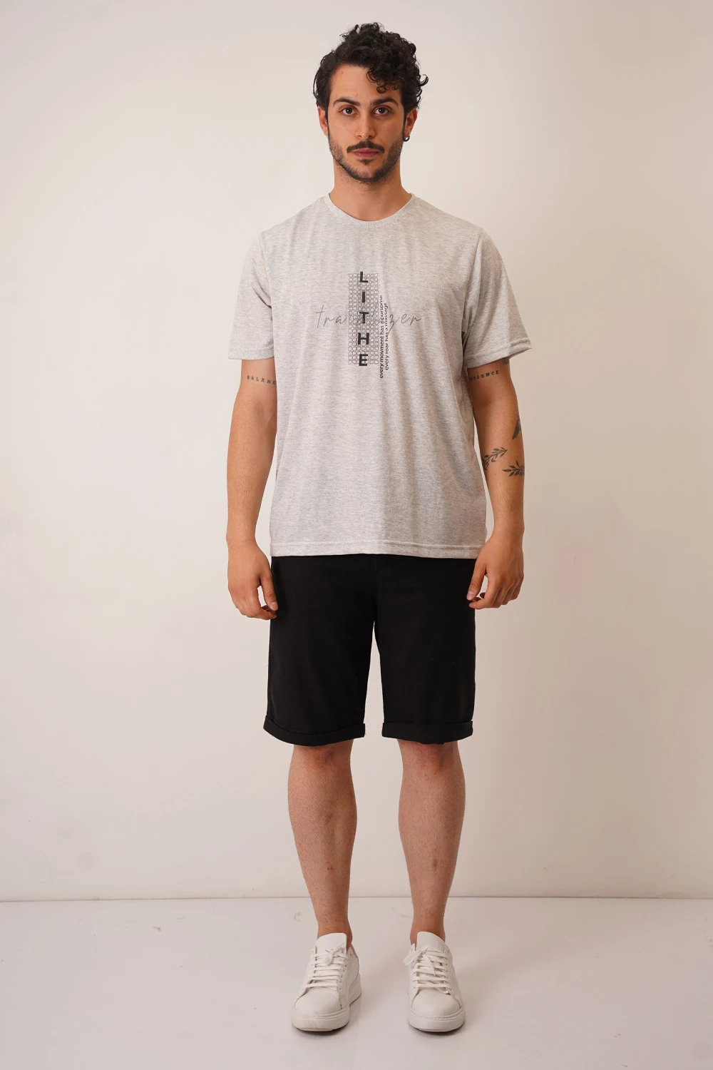 تیشرت یقه کشبافت چاپی lithe مردانه