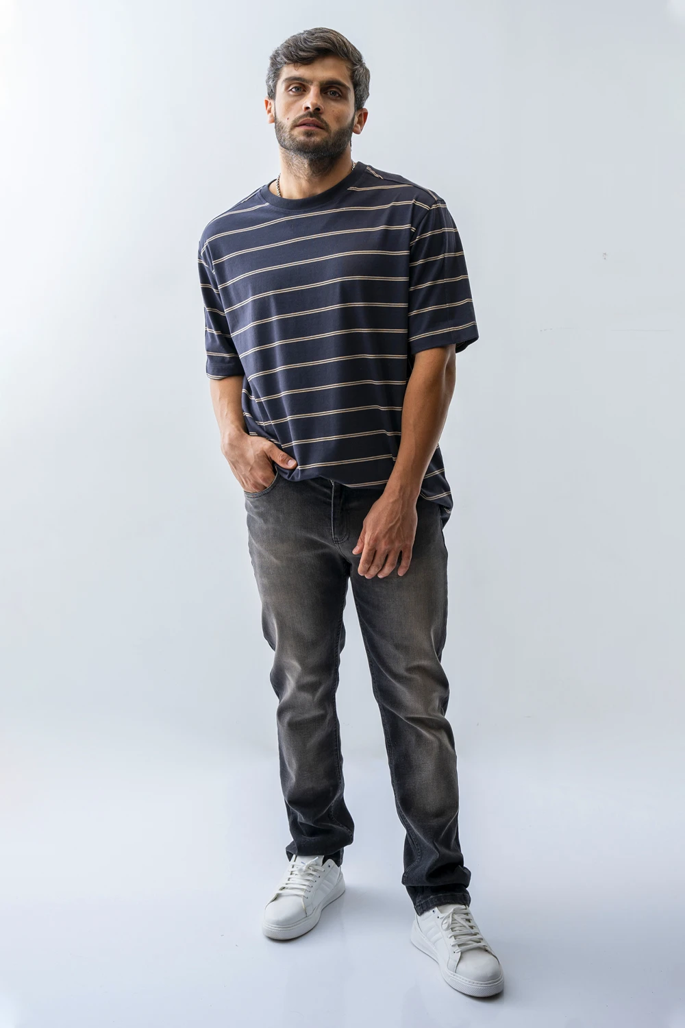 تیشرت آستین کوتاه راه راه مردانه